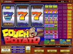 Couch Potato slot - three coin 3 reel single pay line slot