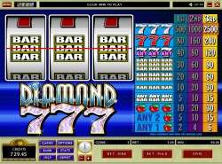 Diamond Sevens slot - 3 reel one pay line three coin slot