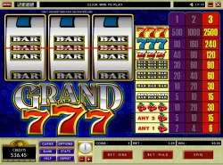 Grand Sevens slot - 3 reel single payline three coin slot