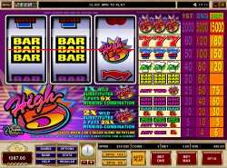 High 5 slot - three reel one pay line slot High Five