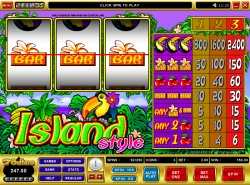 Island Style slot - single payline three reel fruit machine