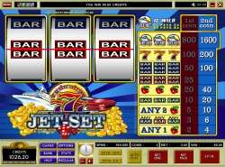 Jet Set slot - single line three reel slot