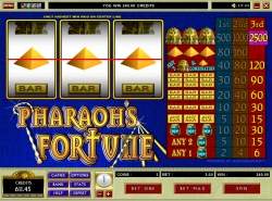 Pharaohs Fortune slot - 3 reel one pay line three coin slot