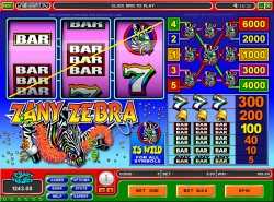 Zany Zebra slot - 3 reel 5 line slot